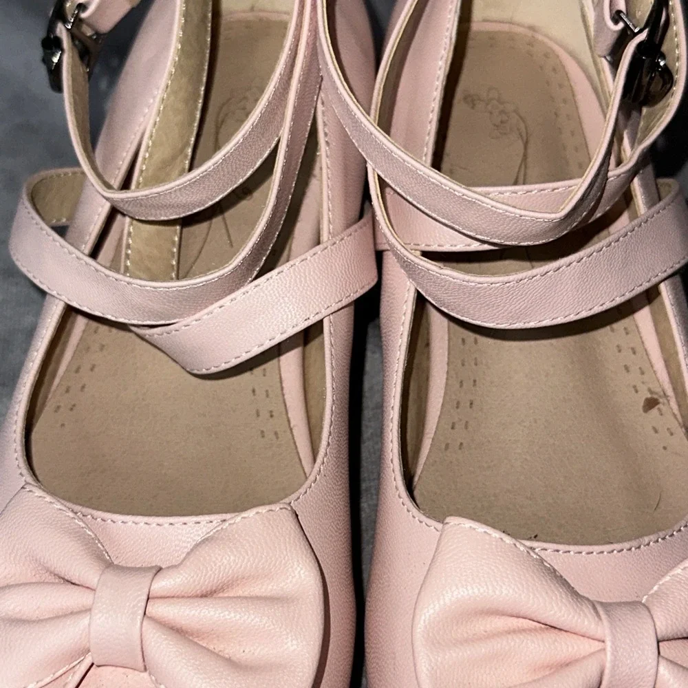 Women  Bowknot Cross Strap Round Toe Sweet Platform Chunky Heel Dress Shoes 7